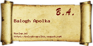 Balogh Apolka névjegykártya